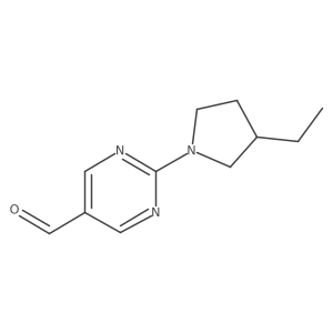 2-(3-Ethylpyrrolidin-1-YL)pyrimidine-5-carbaldehyde结构式