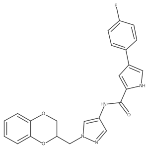 N-(1-((2,3-dihydrobenzo[b][1,4]dioxin-2-yl)methyl)-1H-pyrazol-4-yl)-4-(4-fluorophenyl)-1H-pyrrole-2-carboxamide结构式