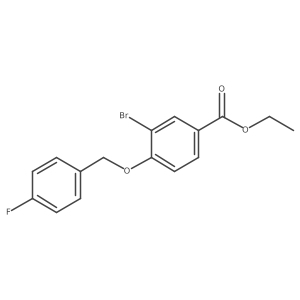 Ethyl 3-bromo-4-((4-fluorobenzyl)oxy)benzoate结构式