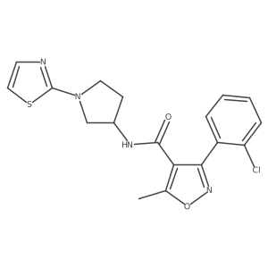 3-(2-chlorophenyl)-5-methyl-N-(1-(thiazol-2-yl)pyrrolidin-3-yl)isoxazole-4-carboxamide结构式