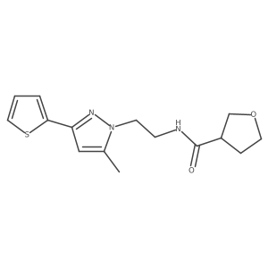 N-(2-(5-methyl-3-(thiophen-2-yl)-1H-pyrazol-1-yl)ethyl)tetrahydrofuran-3-carboxamide结构式