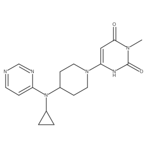 6-{4-[Cyclopropyl(pyrimidin-4-yl)amino]piperidin-1-yl}-3-methyl-1,2,3,4-tetrahydropyrimidine-2,4-dione结构式