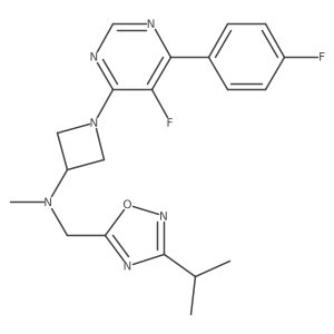 1-[5-fluoro-6-(4-fluorophenyl)pyrimidin-4-yl]-N-methyl-N-{[3-(propan-2-yl)-1,2,4-oxadiazol-5-yl]methyl}azetidin-3-amine结构式
