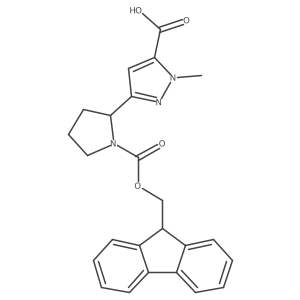 3-(1-{[(9H-fluoren-9-yl)methoxy]carbonyl}pyrrolidin-2-yl)-1-methyl-1H-pyrazole-5-carboxylic acid Structure