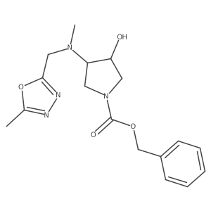 benzyl (3R,4R)-3-hydroxy-4-[methyl-[(5-methyl-1,3,4-oxadiazol-2-yl)methyl]amino]pyrrolidine-1-carboxylate结构式