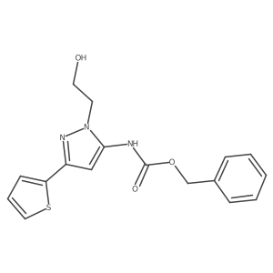 benzyl N-[1-(2-hydroxyethyl)-3-(thiophen-2-yl)-1H-pyrazol-5-yl]carbamate结构式