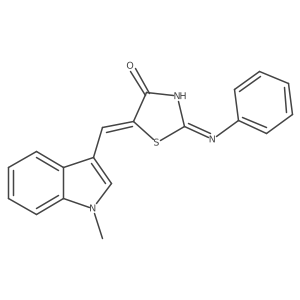 5-(1-Methyl-1H-indol-3-ylmethylene)-2-phenylimino-thiazolidin-4-one结构式
