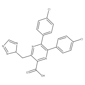 5,6-bis(4-chlorophenyl)-3-(2H-tetrazol-2-ylmethyl)pyrazine-2-carboxylic acid结构式