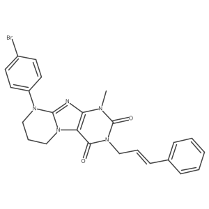 9-(4-bromophenyl)-3-cinnamyl-1-methyl-6,7,8,9-tetrahydropyrimido[2,1-f]purine-2,4(1H,3H)-dione结构式