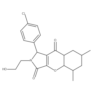 1-(4-chlorophenyl)-2-(2-hydroxyethyl)-5,7-dimethyl-4a,5,6,7,8,8a-hexahydro-1H-chromeno[2,3-c]pyrrole-3,9-dione Structure