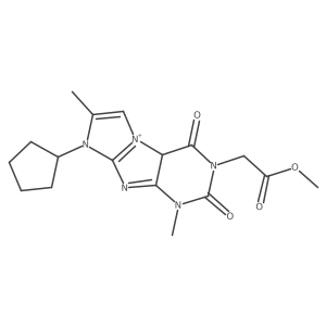 methyl 2-(6-cyclopentyl-4,7-dimethyl-1,3-dioxo-9aH-purino[7,8-a]imidazol-9-ium-2-yl)acetate结构式