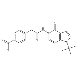 N-(1-(tert-butyl)-4-oxo-1H-pyrazolo[3,4-d]pyrimidin-5(4H)-yl)-2-(4-nitrophenyl)acetamide结构式