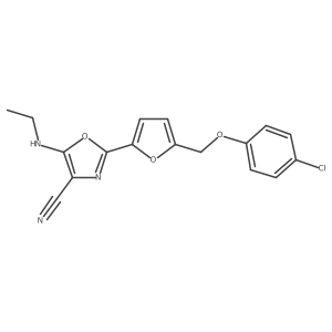 2-(5-((4-Chlorophenoxy)methyl)furan-2-yl)-5-(ethylamino)oxazole-4-carbonitrile结构式