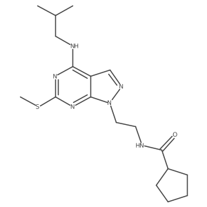 N-(2-(4-(isobutylamino)-6-(methylthio)-1H-pyrazolo[3,4-d]pyrimidin-1-yl)ethyl)cyclopentanecarboxamide Structure