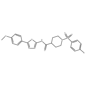 1-((4-fluorophenyl)sulfonyl)-N-(5-(4-methoxyphenyl)-1,3,4-oxadiazol-2-yl)piperidine-4-carboxamide结构式