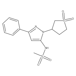 1-Hydroxy-3-{5-[(methylsulfonyl)amino]-3-phenylpyrazolyl}thiolan-1-one结构式