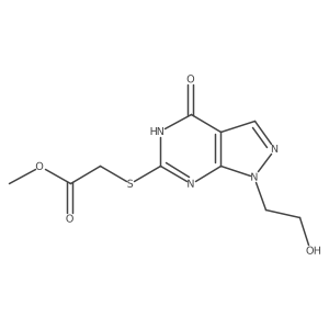 methyl 2-((1-(2-hydroxyethyl)-4-oxo-4,5-dihydro-1H-pyrazolo[3,4-d]pyrimidin-6-yl)thio)acetate结构式