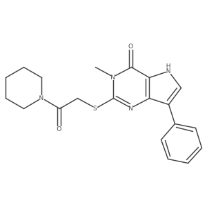 3-methyl-2-{[2-oxo-2-(piperidin-1-yl)ethyl]sulfanyl}-7-phenyl-3H,4H,5H-pyrrolo[3,2-d]pyrimidin-4-one结构式
