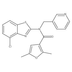 N-(4-chlorobenzo[d]thiazol-2-yl)-2,5-dimethyl-N-(pyridin-3-ylmethyl)furan-3-carboxamide结构式