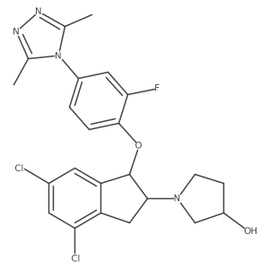 (3R)-1-[(1S,2S)-4,6-dichloro-1-[4-(3,5-dimethyl-1,2,4-triazol-4-yl)-2-fluorophenoxy]-2,3-dihydro-1H-inden-2-yl]pyrrolidin-3-ol Structure