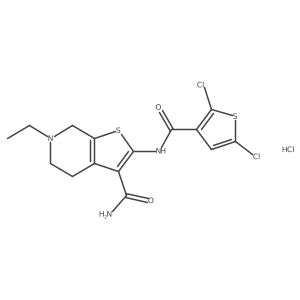 2-(2,5-Dichlorothiophene-3-carboxamido)-6-ethyl-4,5,6,7-tetrahydrothieno[2,3-c]pyridine-3-carboxamide hydrochloride结构式