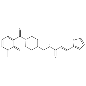 (E)-N-((1-(1-methyl-2-oxo-1,2-dihydropyridine-3-carbonyl)piperidin-4-yl)methyl)-3-(thiophen-2-yl)acrylamide结构式