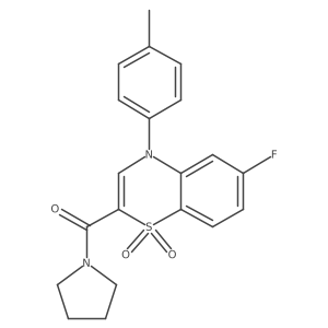 6-fluoro-4-(4-methylphenyl)-2-(pyrrolidin-1-ylcarbonyl)-4H-1,4-benzothiazine 1,1-dioxide Structure