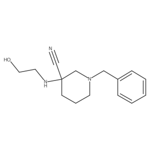 3-Piperidinecarbonitrile, 3-[(2-hydroxyethyl)amino]-1-(phenylmethyl)-结构式