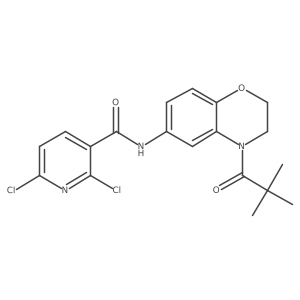 2,6-dichloro-N-[4-(2,2-dimethylpropanoyl)-3,4-dihydro-2H-1,4-benzoxazin-6-yl]pyridine-3-carboxamide结构式
