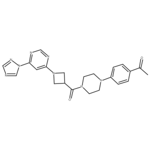 1-(4-(4-(1-(6-(1H-1,2,4-triazol-1-yl)pyrimidin-4-yl)azetidine-3-carbonyl)piperazin-1-yl)phenyl)ethanone Structure