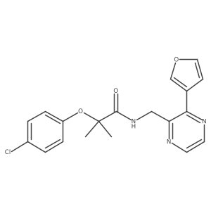 2-(4-chlorophenoxy)-N-((3-(furan-3-yl)pyrazin-2-yl)methyl)-2-methylpropanamide Structure