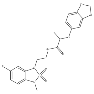 2-(benzo[d][1,3]dioxol-5-yloxy)-N-(2-(6-fluoro-3-methyl-2,2-dioxidobenzo[c][1,2,5]thiadiazol-1(3H)-yl)ethyl)propanamide Structure