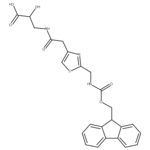 3-(2-{2-[({[(9H-fluoren-9-yl)methoxy]carbonyl}amino)methyl]-1,3-thiazol-4-yl}acetamido)-2-hydroxypropanoic acid结构式