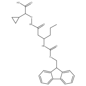 2-cyclopropyl-2-{[3-({[(9H-fluoren-9-yl)methoxy]carbonyl}amino)hexanamido]oxy}acetic acid Structure