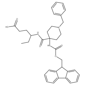 4-{[1-benzyl-4-({[(9H-fluoren-9-yl)methoxy]carbonyl}amino)piperidin-4-yl]formamido}hexanoic acid Structure