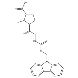 1-[2-({[(9H-fluoren-9-yl)methoxy]carbonyl}amino)acetyl]-2-methylpyrrolidine-3-carboxylic acid结构式
