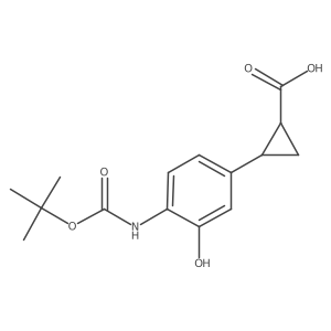 2-(4-{[(Tert-butoxy)carbonyl]amino}-3-hydroxyphenyl)cyclopropane-1-carboxylic acid结构式