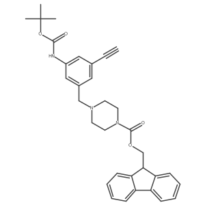 (9H-fluoren-9-yl)methyl 4-[(3-{[(tert-butoxy)carbonyl]amino}-5-ethynylphenyl)methyl]piperazine-1-carboxylate Structure
