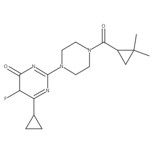 6-cyclopropyl-2-[4-(2,2-dimethylcyclopropanecarbonyl)piperazin-1-yl]-5-fluoro-5H-pyrimidin-4-one结构式