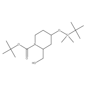 CC(C)(C)OC(=O)N1CCC(O[Si](C)(C)C(C)(C)C)CC1CO结构式