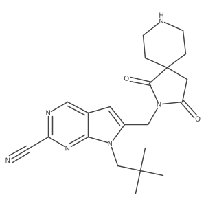 7-(2,2-dimethyl-propyl)-6-(1,3-dioxo-2,8-diaza-spiro[4.5]dec-2-ylmethyl)-7H-pyrrolo[2,3-d]pyrimidine-2-carbonitrile结构式