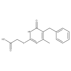 2-((5-Benzyl-4-methyl-6-oxo-1,6-dihydropyrimidin-2-yl)thio)acetic acid Structure