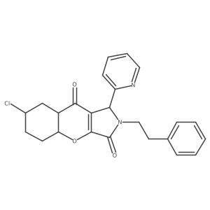 7-chloro-2-(2-phenylethyl)-1-pyridin-2-yl-4a,5,6,7,8,8a-hexahydro-1H-chromeno[2,3-c]pyrrole-3,9-dione结构式