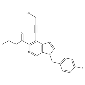 1h-Pyrrolo[2,3-c]pyridine-5-carboxylic acid,1-[(4-fluorophenyl)methyl]-4-(3-hydroxy-1-propynyl)-,ethyl ester结构式