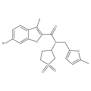 6-bromo-N-(1,1-dioxidotetrahydrothiophen-3-yl)-3-methyl-N-[(5-methylfuran-2-yl)methyl]-1-benzofuran-2-carboxamide结构式
