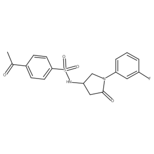 4-acetyl-N-(1-(3-fluorophenyl)-5-oxopyrrolidin-3-yl)benzenesulfonamide结构式