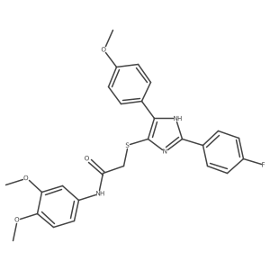N-(3,4-dimethoxyphenyl)-2-{[2-(4-fluorophenyl)-5-(4-methoxyphenyl)-1H-imidazol-4-yl]sulfanyl}acetamide结构式