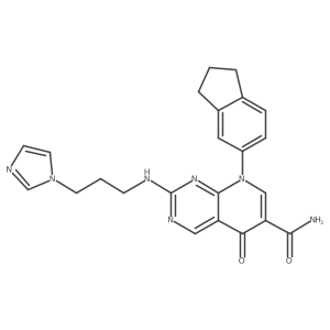 8-(2,3-Dihydro-1H-inden-5-yl)-5,8-dihydro-2-[[3-(1H-imidazol-1-yl)propyl]amino]-5-oxopyrido[2,3-d]pyrimidine-6-carboxamide结构式