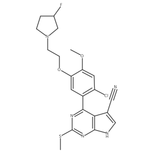 4-[2-chloro-5-[2-[(3S)-3-fluoropyrrolidin-1-yl]ethoxy]-4-methoxyphenyl]-2-methylsulfanyl-7H-pyrrolo[2,3-d]pyrimidine-5-carbonitrile结构式