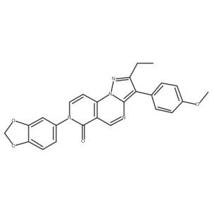 7-(1,3-benzodioxol-5-yl)-2-ethyl-3-(4-methoxyphenyl)pyrazolo[1,5-a]pyrido[3,4-e]pyrimidin-6(7H)-one结构式